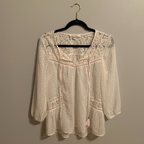 Black Rainn Lace Boho Top Size S - Picture 1 of 2
